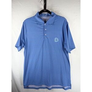 B. Draddy Sport Mens Blue Striped Performance Golf Polo Shirt Size Medium Golf